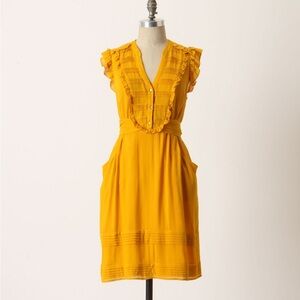 Anthropologie Odille Mustard All Seasons Shirtdress - worn once!